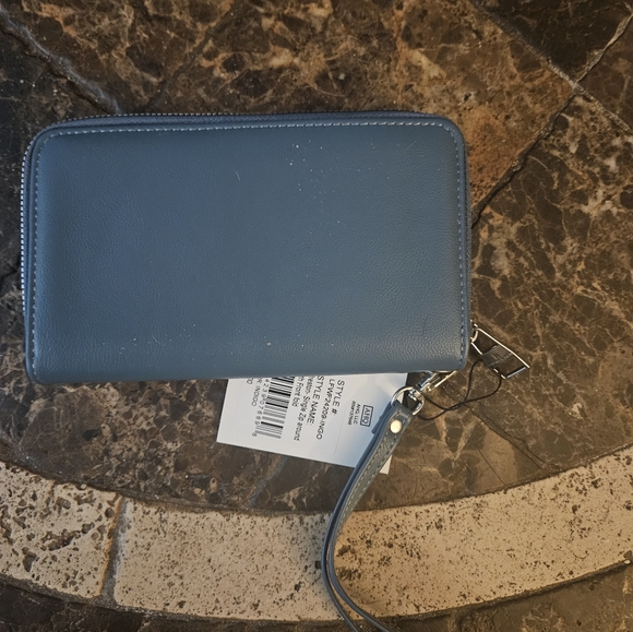 LONDON FOG Indigo Blue Preston-Single Zip Around with Front Fold Snap $58 NWT - Picture 3 of 5